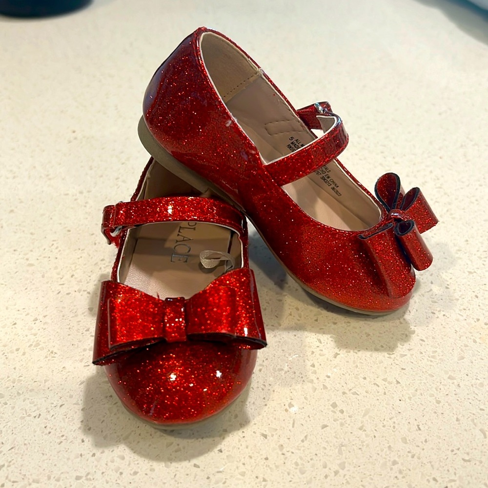 Red Sparkle Toddler Flats Size 5